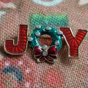 Vintage Joy Christmas Brooch Pin